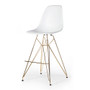 Molded Acrylic Counter Stool in White and Gold Finish Legs