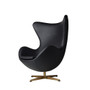 Arne Jacobsen Inspired Egg Swivel Chair In Black Leather