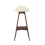 Erik Buch OD Mobler Teak Inspired Bar Stool with White Leather