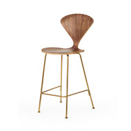 Satine Style Counter Stool in Champagne Gold and Walnut