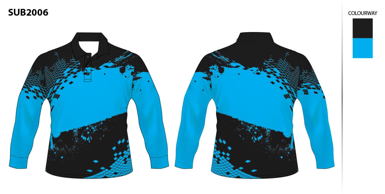 Sublimated Long Sleeve Polo Shirts Raglan Sleeve - Sublimated