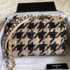 CHANEL 19K Houndstooth Tweed 19 Small Beige/Black #28726596 *New