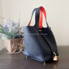 HERMES Picotin Lock 18 Bleu Indigo/ Orange Poppy *New