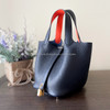 HERMES Picotin Lock 18 Bleu Indigo/ Orange Poppy *New