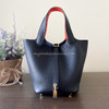 HERMES Picotin Lock 18 Bleu Indigo/ Orange Poppy *New