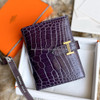 HERMES Aubergine Matte Alligator Bearn Compact Wallet GHW