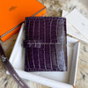 HERMES Aubergine Matte Alligator Bearn Compact Wallet GHW