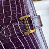 HERMES Aubergine Matte Alligator Bearn Compact Wallet GHW
