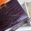 HERMES Aubergine Matte Alligator Bearn Compact Wallet GHW