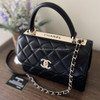CHANEL 2021 Black Lambskin Small Trendy CC Lt Gold Hw