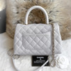 CHANEL 19P Small (Mini) Lt Grey Coco Handle Lt Gold Hw *New
