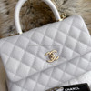 CHANEL 19P Small (Mini) Lt Grey Coco Handle Lt Gold Hw *New