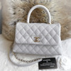 CHANEL 19P Small (Mini) Lt Grey Coco Handle Lt Gold Hw *New