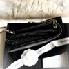 CHANEL 22P Black Caviar Camélia Wallet on Chain WOC LGHW *New