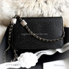 CHANEL 22P Black Caviar Camélia Wallet on Chain WOC LGHW *New
