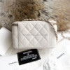 CHANEL 22C ECRU CAVIAR SMALL VANITY CASE LGHW
