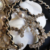 CHANEL 18B Pearls, Strass & Interlaced Leather CC Earrings