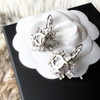 CHANEL Silver CC Drop Earrings