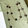 VAN CLEEF & ARPELS 20 Motifs Vintage Alhambra Long Necklace Onyx 18K YG