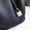 HERMES Picotin Lock 22 Bleu Nuit Clemence PHW