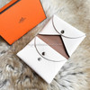 HERMES Calvi Duo Verso Card Holder Craie/ Quebracho