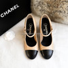 CHANEL 22A Runway Pearl Embellished Shoes 35.5 Beige/ Black *New