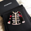 CHANEL 20S CC Jacket Brooch with Pearls