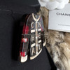 CHANEL 20S CC Jacket Brooch with Pearls