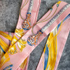 HERMES 'Cavalcades' Silk Twilly Scarves, Rose Poudre/ Jaune, Set of 2 *New