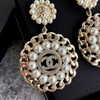 CHANEL 20S CC Medallion Drop Earrings Pearls & Crystals