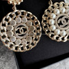 CHANEL 20S CC Medallion Drop Earrings Pearls & Crystals