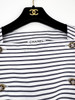 CHANEL 22S Striped Blouse CC Buttons 36