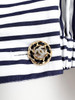 CHANEL 22S Striped Blouse CC Buttons 34