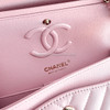 CHANEL 21S Pink Caviar Chevron Small Classic Flap GHW *New