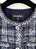 CHANEL 18P Fantasy Tweed Fringed Jacket 40 Blue