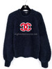 CHANEL 19K CC Teddy Sweater 36 Navy