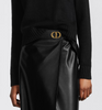 DIOR Wrap Leather Skirt CD Buckle 38 *New