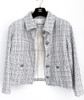 CHANEL 19C Fantasy Tweed Jacket 40 Ecru/ White/ Blue