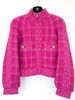 CHANEL 19K Pink Tweed Bomber Jacket 38