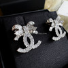 CHANEL 23S Crystal Bow CC Earrings *New