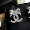 CHANEL 23S Crystal Bow CC Earrings *New