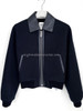 HERMES 2025 Cashmere Bomber Jacket Leather Detail Bleu Noir *New