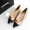 CHANEL Two Tone Pointed Toe Ballet Flat Gold/ Black 39.5 *New