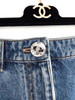 CHANEL 24P Denim Mini Skirt CC Heart Pockets 34 *New