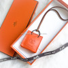 HERMES Orange Shopping Bag Charm Feu/ Gold *New