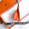 HERMES Orange Shopping Bag Charm Feu/ Gold *New