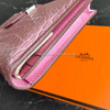 HERMES 5P Pink Matte Alligator Bearn Soufflet Wallet *New