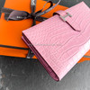 HERMES 5P Pink Matte Alligator Bearn Soufflet Wallet *New