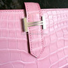HERMES 5P Pink Matte Alligator Bearn Soufflet Wallet *New