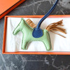 HERMES Rodeo PM Vert Criquet/ Sesame/ Blue de Malte